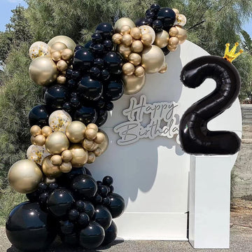 Gifloon Black Number 2 Balloon With Crown, Large Number Balloons 40 Inch, 2Nd Birthday Party Decorations Supplies Two Birthday S