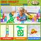 Dinosaur Toys Magnetic Tiles - Magnet Building Blocks For Toddler Kids Toys Stem Sensory Outdoor Toys For 3+ Year Old Boys And G