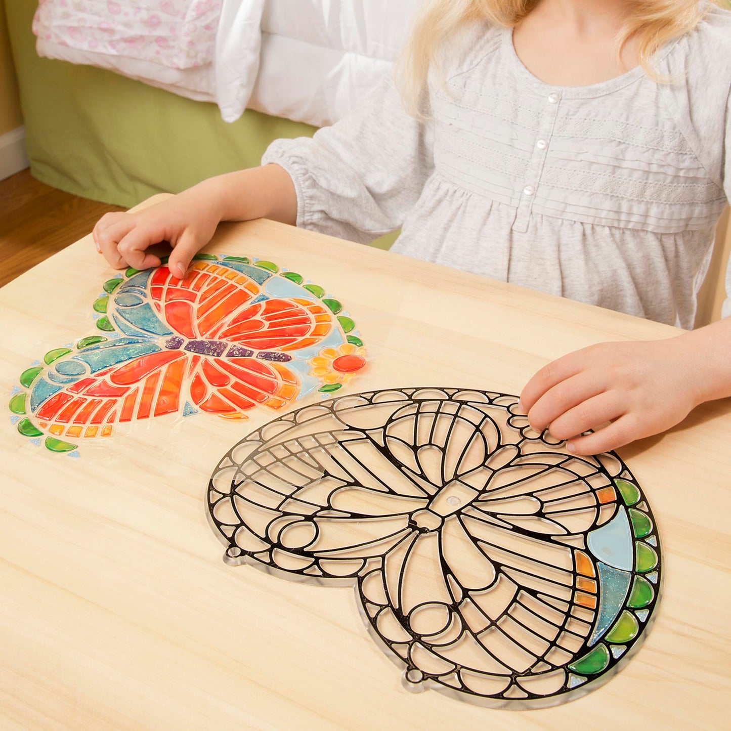 Melissa & Doug Stained Glass Made Easy Activity Kit: Butterfly - 140+ Stickers - Kids Sticker Stained Glass Craft Kit; Sun Catch