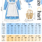 SOMSOC 5 Pack Colonial Girl Dress Costume Set Pioneer Floral Dress with Apron Bonnet Socks Flower Basket for Historical Play