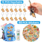 Lcnjscgo 98 PCS Capybara Party Favors, Capybara Temporary Tattoos, Slap Bracelets, Keychains, Stickers, and Badges for Kids Capy