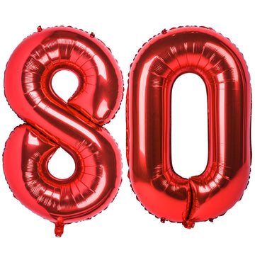 40 In Red Number Balloons Helium Foil Mylar Balloon Birthday Party Banquet Decoration Digital 80