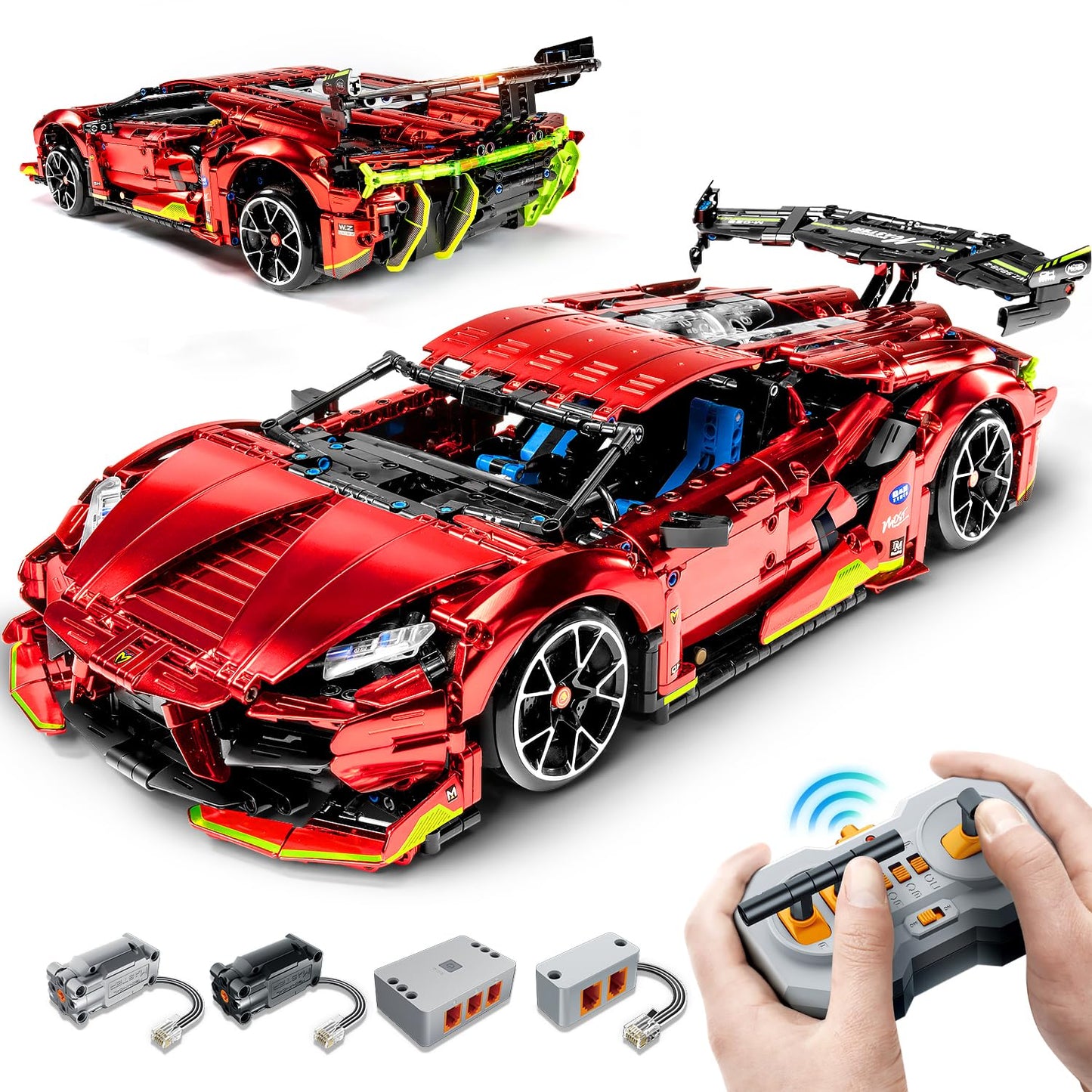 Bav Plated Sports Car Building Sets With Electric Chassis Lifting, Colletible Building Model For Adults, 1:10 Scale Electric Dri