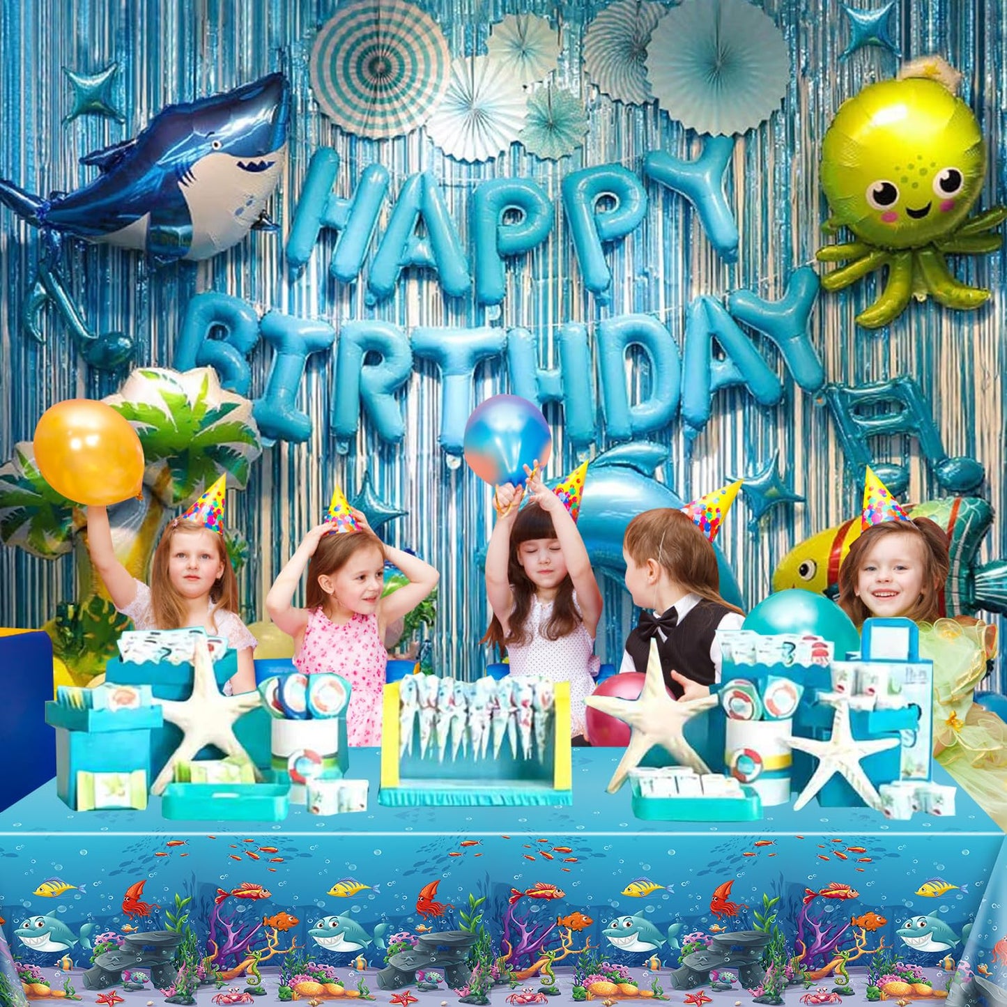4 Pack Under The Sea Tablecloths Ocean Waves Underwater Table Cover Ocean Animals Table Cloth Ocean Sea Life Tablecloth Ocean An