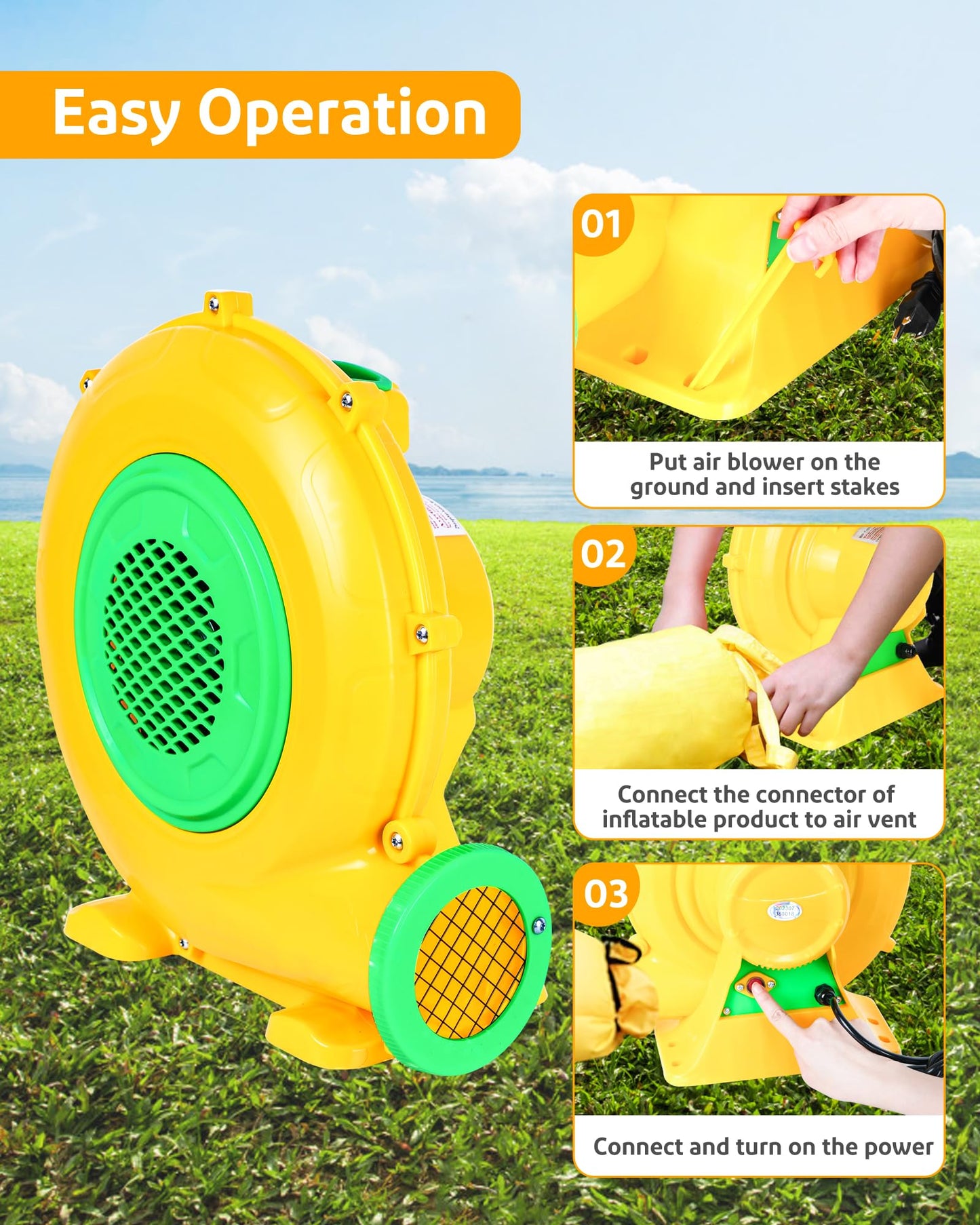 Step4Fun Bounce House Air Blower For Inflatables, 680 Watt Etl Certified Electric Blower, Perfect For Inflatable Bounce House Wa