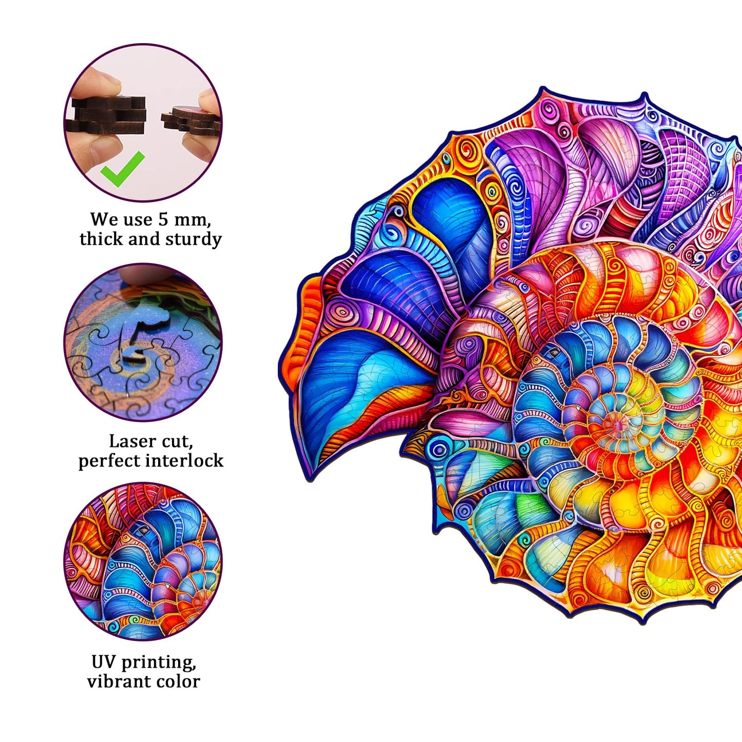 Jigfoxy Wooden Puzzles for mature-themeds  Conch Wood Puzzles mature-themed  Unique Animal Shape Wooden Jigsaw Puzzles for mature-themeds  Birthday Gifts for Puzzle Lovers  Family  Friend (L-13.4 * 12.36in-280pcs)