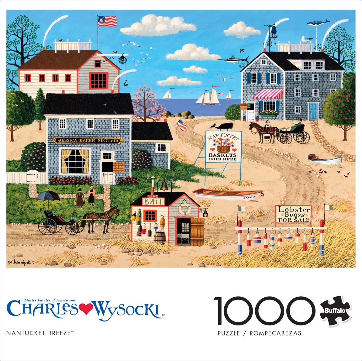 Buffalo Games 1000 Piece Jigsaw Puzzle - Charles Wysocki Nantucket Breeze - Large Multicolor - Perfect for Game Nights - Model 13321