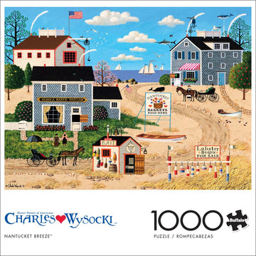 Buffalo Games 1000 Piece Jigsaw Puzzle - Charles Wysocki Nantucket Breeze - Large Multicolor - Perfect for Game Nights - Model 13321