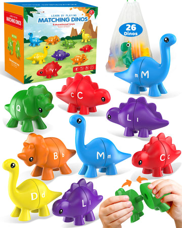 26Pcs Dinosaur Alphabet Learning Toys For Toddlers 2-4, Montessori Educational Toys Gifts For 2 3 4 Year Old Boy Girl, Preschool