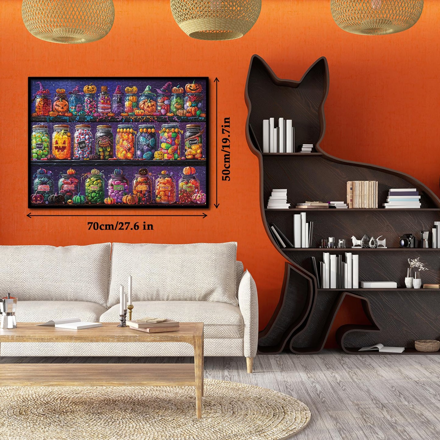 Halloween Horror Candy Jigsaw Puzzle 1000 Piece for mature-themed  Magic Fall Holiday Pumpkin Jigsaw Puzzles  Funny Art Aesthetic Colorful Puzzle