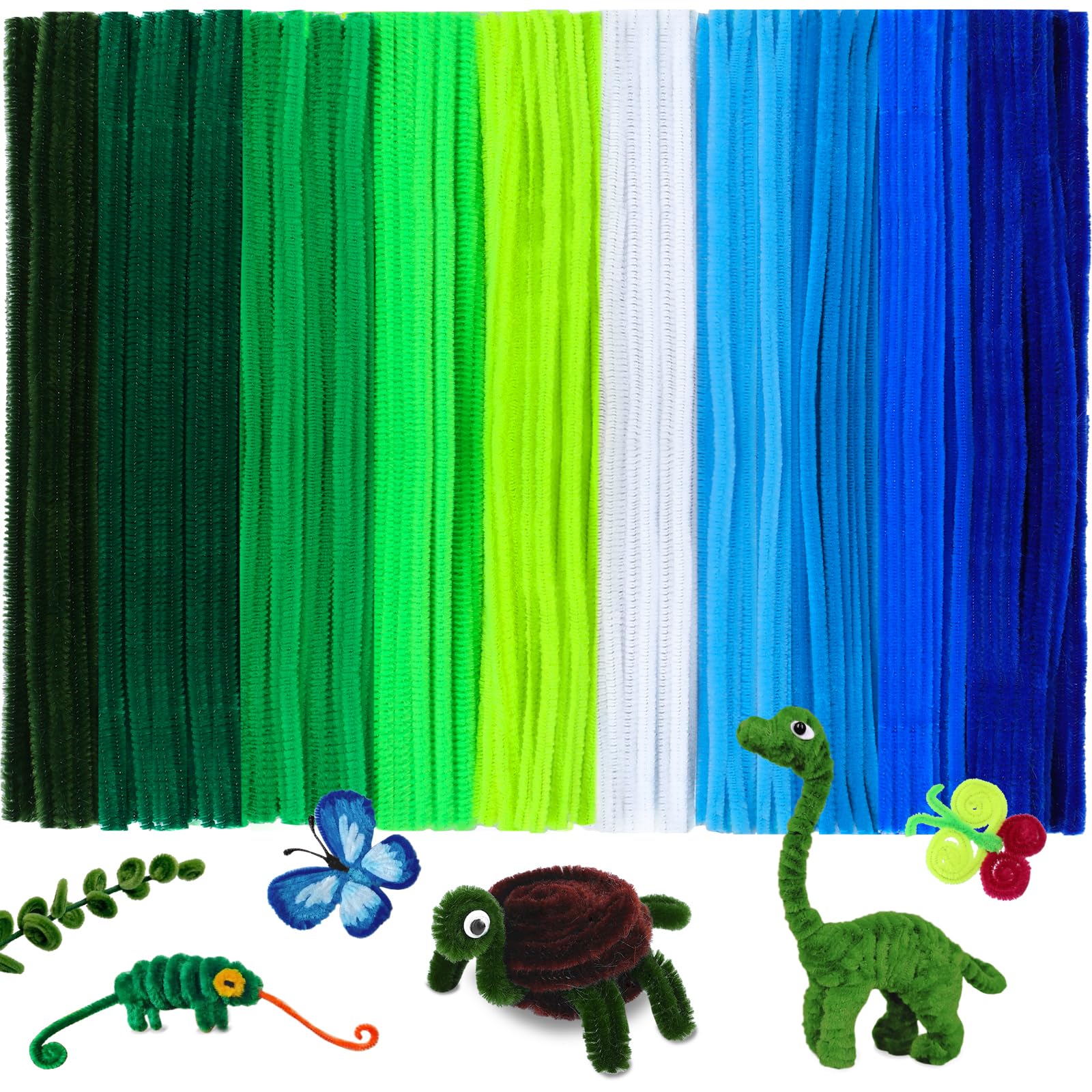 ZLULARY 200 Pcs Pipe Cleaners Bulk, Green Pipe Cleaners, Pipe Cleaners for Crafts, Pipe Cleaners Chenille Stem, Pipe Cleaners Se