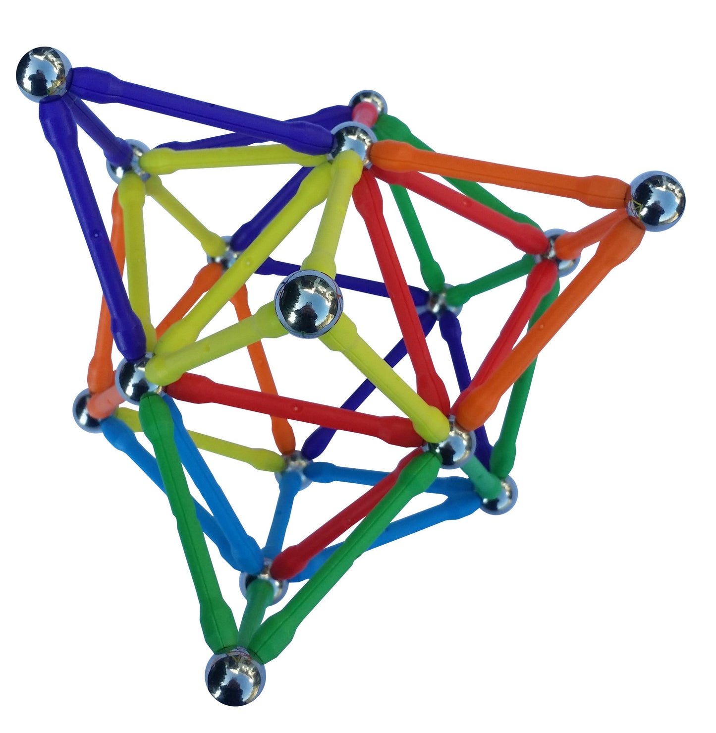 Magz Super 300 Magnetic Building Set Consisting Of 176 Magnetized Rods (2.3' Long) And 124 Nickel Plated Steel Balls (0.5' In Diameter) In A Wooden Box, Offered