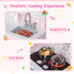 BRINJOY Play Kitchen for Kids, Wooden Kids Kitchen Playset w/Faucet, Sink, Stove, Oven, Window, Cookware, Storage Cabinets, Todd