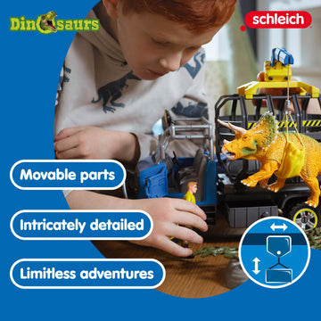 Schleich Dinosaurs, Dinosaur Toys For Kids, Dino Transport Mission Set With Dinosaur Truck And Triceratops Toy, 13 Pieces, Ages 4+