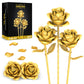 QIFUN Gold Roses Flower Building Set - 3 Roses Bouquet Botanical Building Blocks for mature-themed  Home Decor Romantic Anniversary Valentine's Day Gift for Her  Wife  Girlfriend  Mom