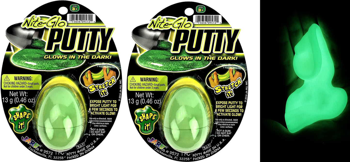 Ja-Ru Glow In The Dark Slime Eggs (2 Units) Squishy & Stretchy Putty For Kids. Sensory Stress Relief Toy. Mini Slime Party Favor
