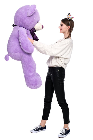 Morismos Giant Teddy Bear Stuffed Animals 4 Feet Purple Plush Toy For Girlfriend Kids Birthday (Purple, 47 Inches)