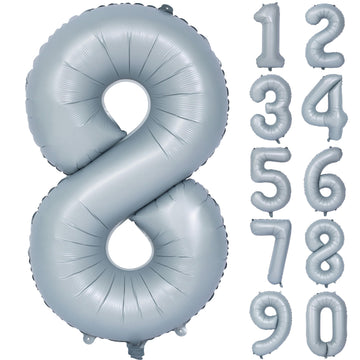 40 In Matte Gray Number Balloons Helium Foil Mylar Balloon Birthday Party Banquet Decoration 8