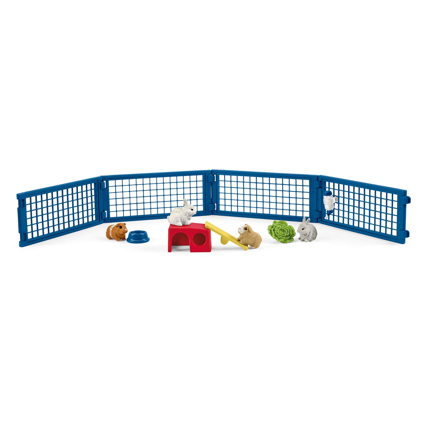 Schleich Farm World 14-piece Rabbit and Guinea Pig Hutch Toy Set with Animal Figures for Kids Ages 3-8, 5.7 x 19 x 11.5 cm