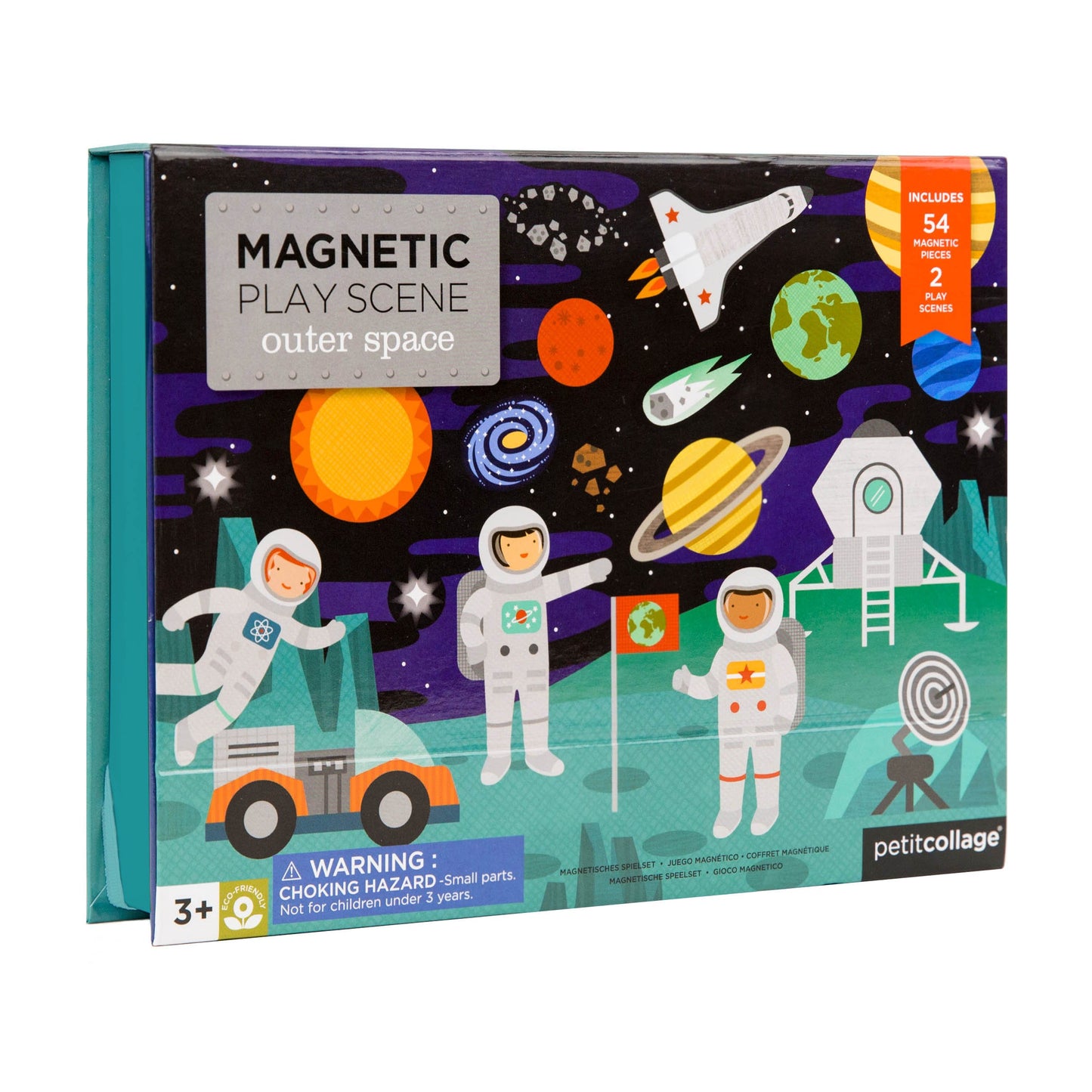 Petit Collage Magnetic Play Scene, Outer Space - Magnetic Game Board with Mix and Match Magnetic Pieces, Ideal for Ages 3+ - Inc