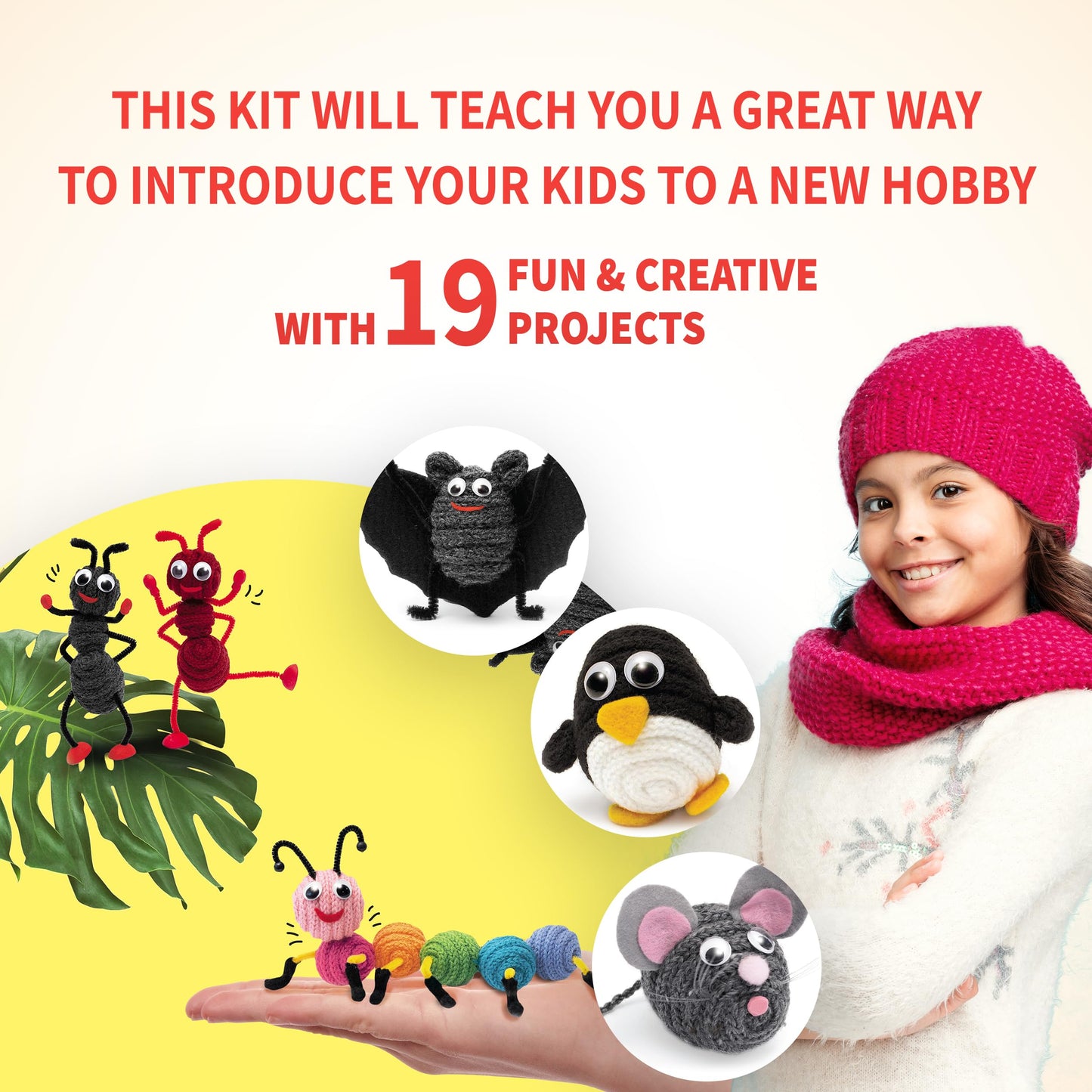 Spicebox Beginners Spool Knitting Kit For Kids, Make Your Own Animals, Spool Yarn Knit Set, Diy Arts And Crafts, Children'S Creative Activity, 19 Projects