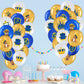 45 Pcs Royal Prince Balloons Blue and Gold Castle Crown Latex Balloon 12 Inches Prince Birthday Party Balloons Royal Blue Gold W