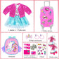18 Inch Doll Clothes And Doll Accessories Case Luggage Travel Play Set Include Suitcase, Jacket, Dresses, Backbag, Roller Shoes, Hairband, Sticker Etc (No Doll)