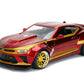Jada Toys Die-cast Iron Man & 2016 Chevy Camaro, 1:24 Scale, Red, Model 99724, Rubber Material