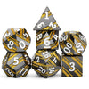 Stripe Metal DND Dice Set,DNDND Metallic D&D Dice with Gift Case for Dungeons and Dragons D&D (Gold Stripes)