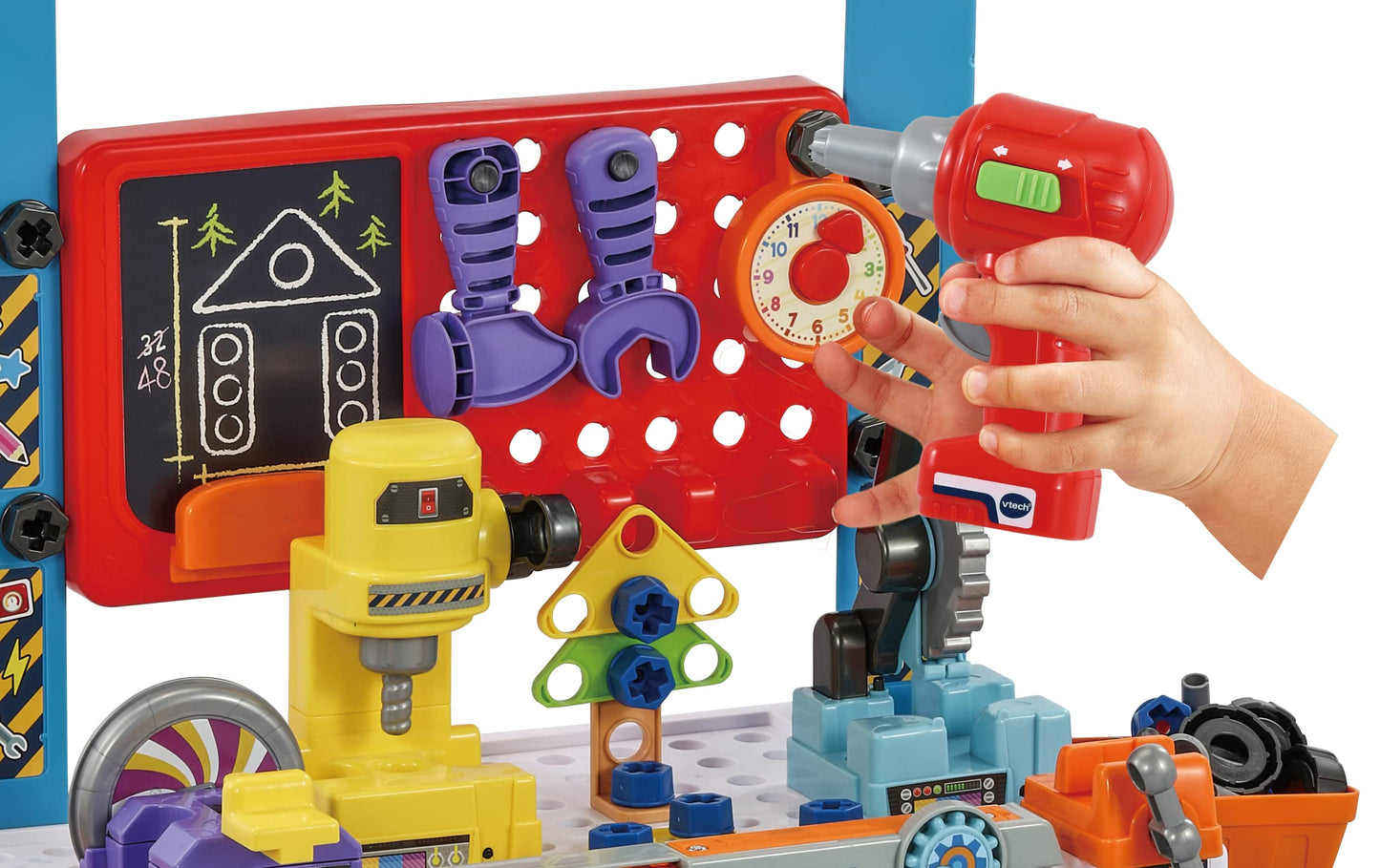 VTech My Busy Workbench, Interactive Toddler Toy, Pretend Play Tools, 100+ Pieces, Lights, Music & Sounds, Kids Gifts 3, 4, 5 +