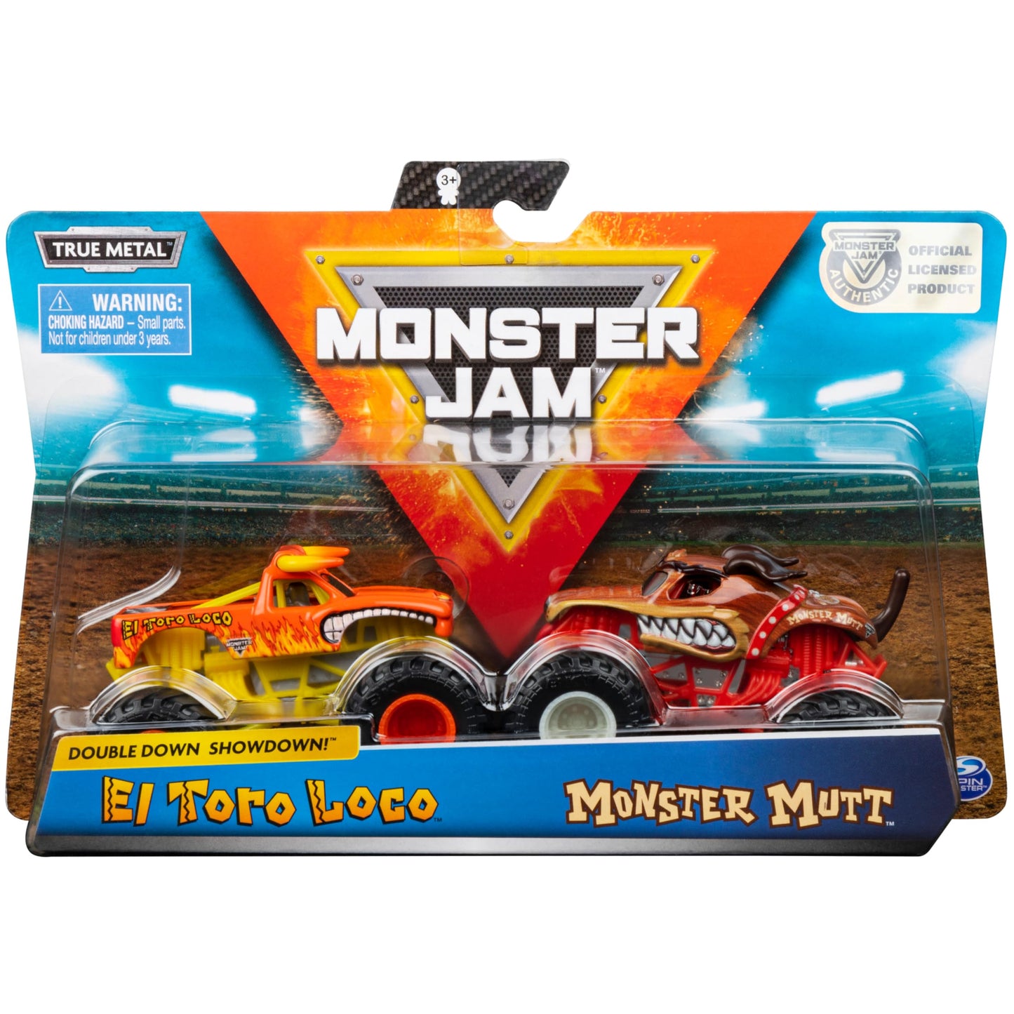 Monster Jam El Toro Loco vs Monster Mutt Monster Truck Duo Pack- True Metal 1:64 Scale Die-Cast Twin Showdown Pack- BKT Tires Wo