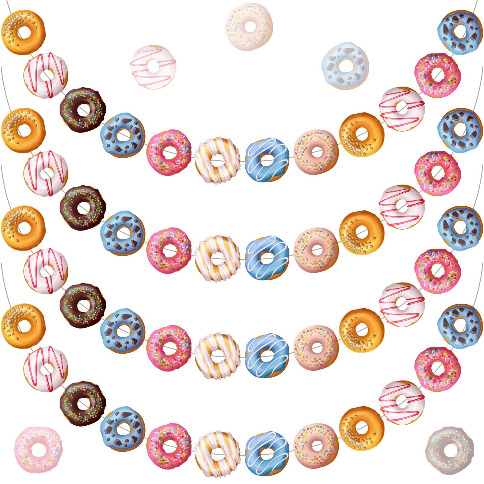 Chinco 4 Pcs Donut Birthday Party Banners Donut Supplies Decorations Doughnut Grow Party Hanging Swirl Paper Cutouts Garland Kit
