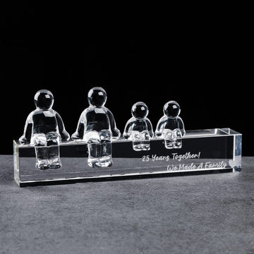 25Th Silver Wedding Anniversary Crystal Gifts For Her Wife, 25 Years Together We Made A Family Glass Decoration Keepsake For Parents (2 Children)