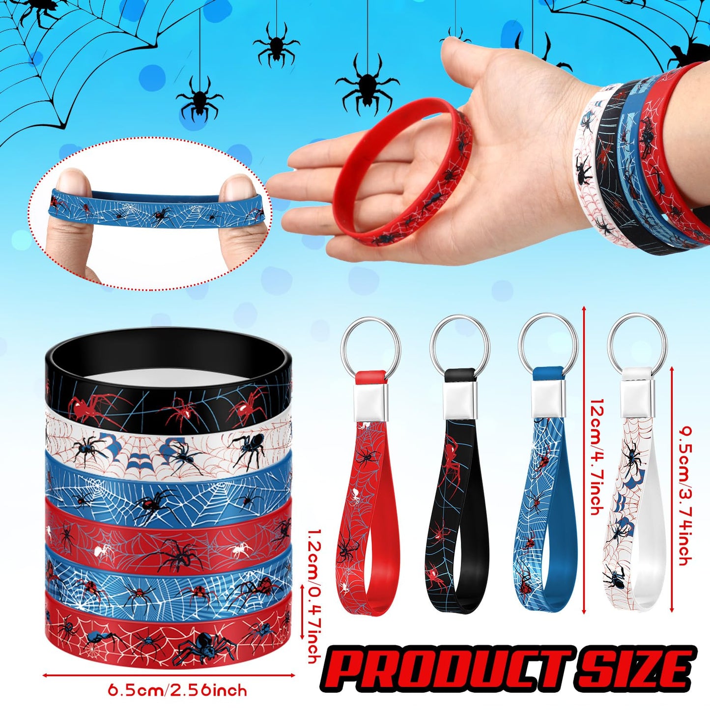 Lothee 32 Pieces Spiderweb Birthday Party Decoration Set Spiderweb Drawstring Bags Funny Travel Sack Backpack Rubber Bracelets W