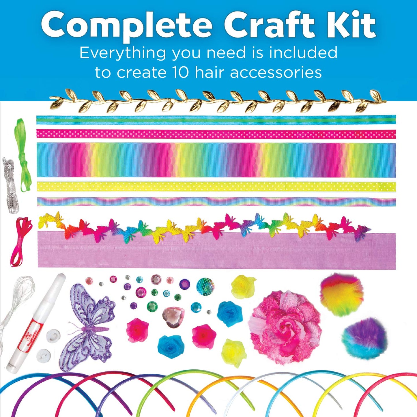 Creativity for Kids Fashion Headband Making Kit - 10 DIY Headbands, Multicolor, Arts and Craft Kit for Ages 5-7, Model 1819000