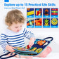 hahaland Busy Board - Montessori Learning Activities for Toddlers 2-4, Medium Size, Blue, Model CF-TBB01