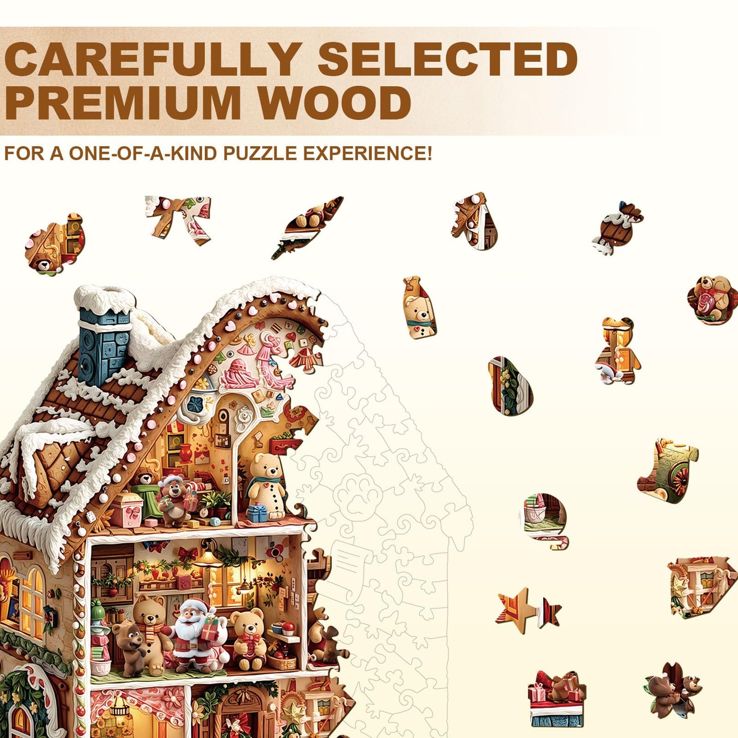 SECOGM Wooden Puzzles for mature-themeds - Bear House Wood Puzzles mature-themed - Unique Animal Shape Wooden Jigsaw Puzzles for mature-themeds - Birthday Gifts for Puzzle Lovers  Family (8.5 * 7.2in-100 Pieces)