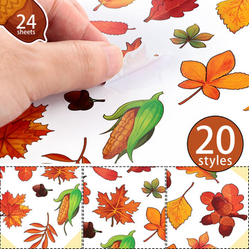 480 Pcs Thanksgiving Fall Autumn Leaves Stickers For Kids Multi Color Stickers Maple Leaves Stickers Corn Stickers Acorn Stickers For Fall Thanksgiving Theme Party Classroom Ornaments (Modern Style)