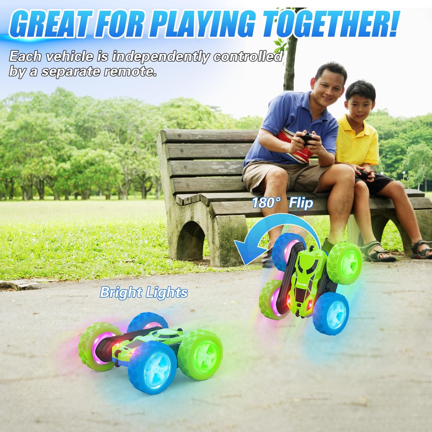 Remote Control Car for Kids RC Stunt Cars with Cool Wheel Lights 360 Rotating Boys Toys for Ages 6 7 8 9 10-12 Kids Gift Ideal(B