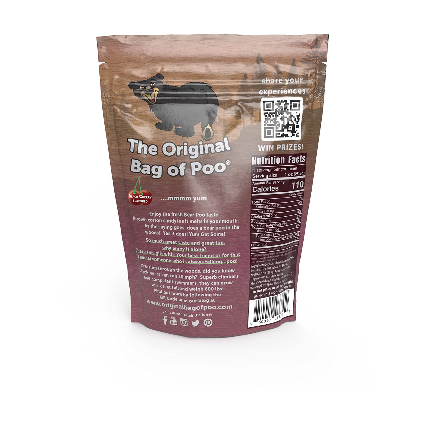 The Original Bag Of Poo, Novelty Cotton Candy Gag Gift (Black Cherry Bear)