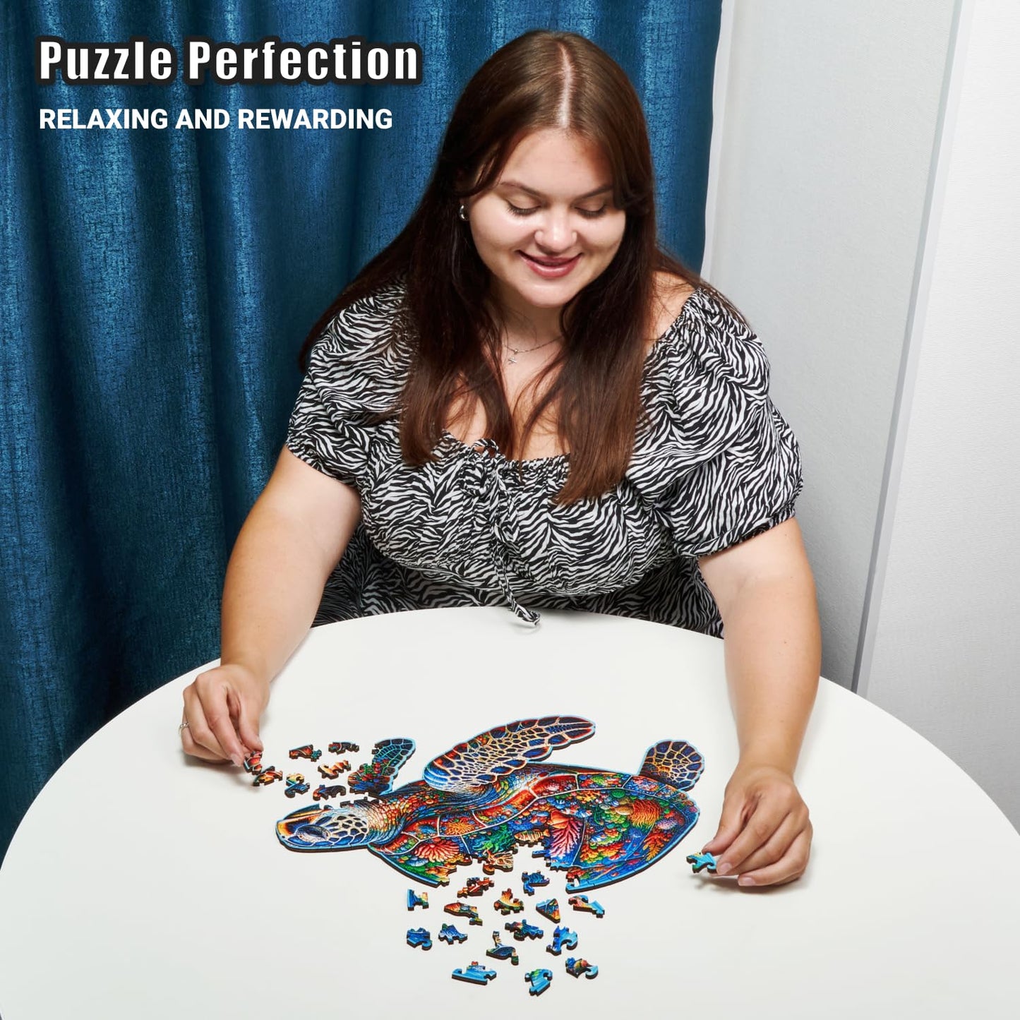 Sea Turtle Voyage - 200 Piece Wooden Puzzles for mature-themeds - 16 x 10.4 in - Extra-Thick 5 mm Wood Puzzle  Hand-Shaped Pieces  Marine Life Mosaic Design - enhanced Gift for Puzzle Lovers by LEOGOR
