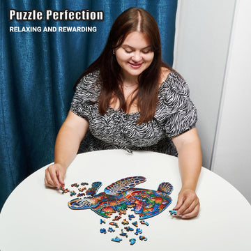 Sea Turtle Voyage - 200 Piece Wooden Puzzles for mature-themeds - 16 x 10.4 in - Extra-Thick 5 mm Wood Puzzle  Hand-Shaped Pieces  Marine Life Mosaic Design - enhanced Gift for Puzzle Lovers by LEOGOR