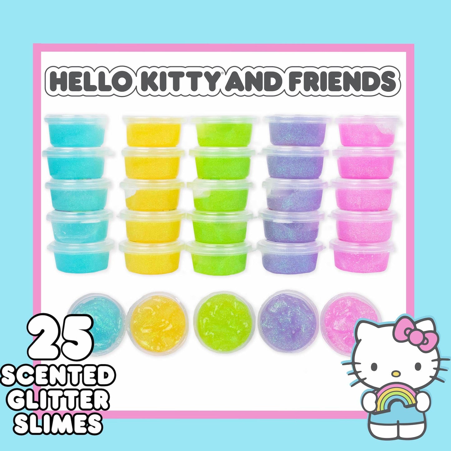 Hello Kitty And Friends Ultimate Compounds Set, 25-Pack, Scented Glitter Slimes, Sanrio Stuff, Slime Bulk, Mini Slime, Party Favors For Kids 8-12, Hello Kitty Toys, Hello Kitty Party Supplies, Slimes