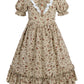 Fccam Colonial Costume Girls With Mob Cap Floral Pioneer Prairie Dress 1800S American Costume Brown Xl Age Over 4 Years Old