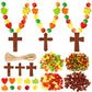 Eternity sky 27Pcs Fall Crafts for Kids - Thanksgiving DIY Religious Wooden Cross Beads Christian Necklace Kit for Autumn Sunday