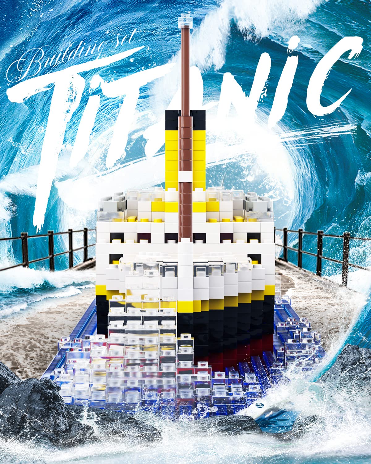 dOvOb Mini Blocks Titanic Model Set, 1872 Pieces, Small Size, Assorted Color, Includes 2 Figures, Model 66503
