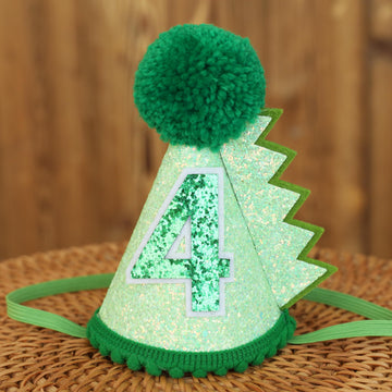 HODIHIWI Dinosaur 4th Birthday Hat Green Dino Theme First Party Decoartion Favors For Boy