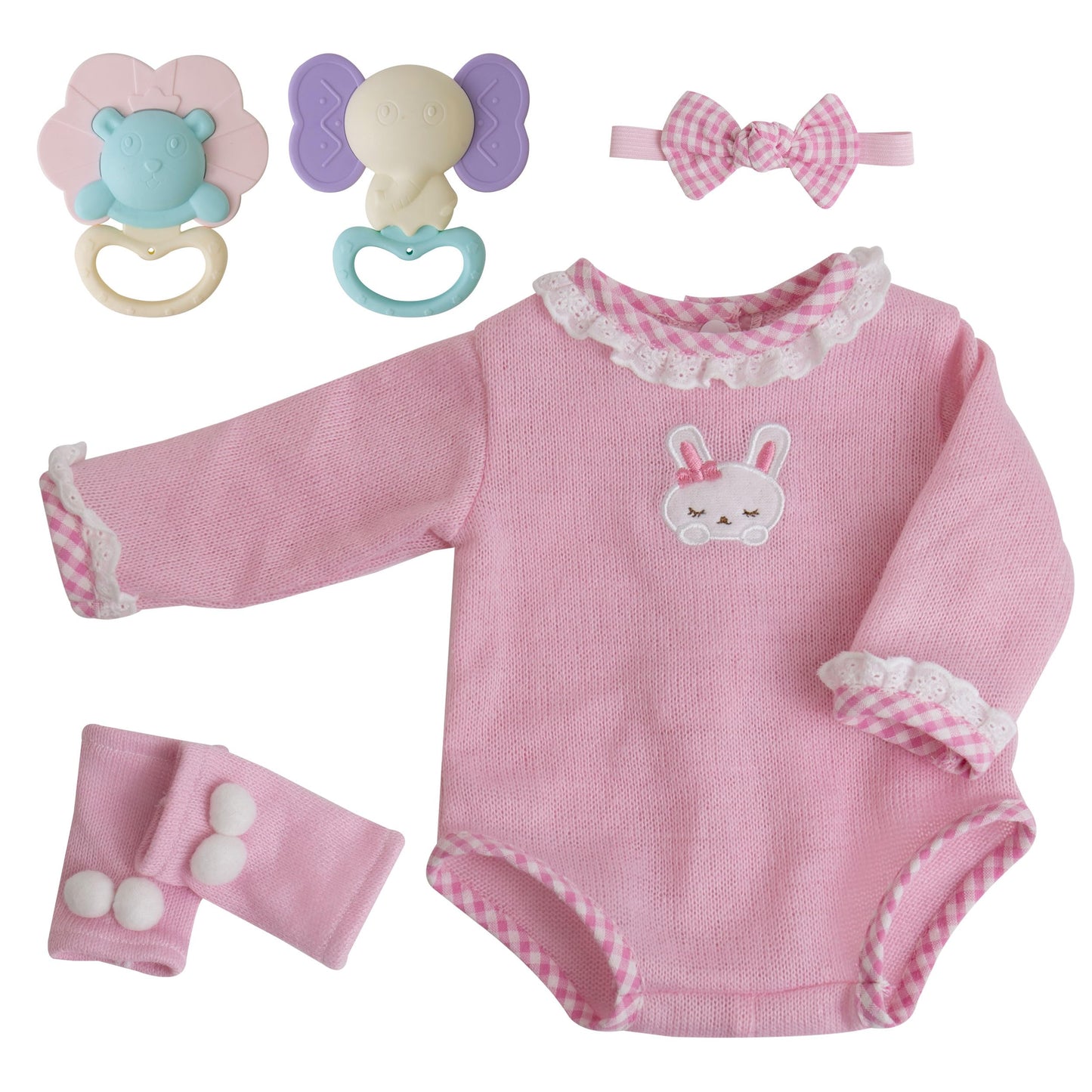 Ekokiz Reborn Baby Dolls Clothes Girl Pink Rabbit Friends Doll Clothes 17-22 Inches Baby Alive Clothes And Accessories For Baby
