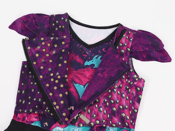 Amzapparel Descendants 3 Mal Costumes For Girls Dragon Popular Musical Cosplay Dress Up Kids Princess Fancy Dresses Halloween Outfits Size 4T (9-10 Years, Purple, 140)