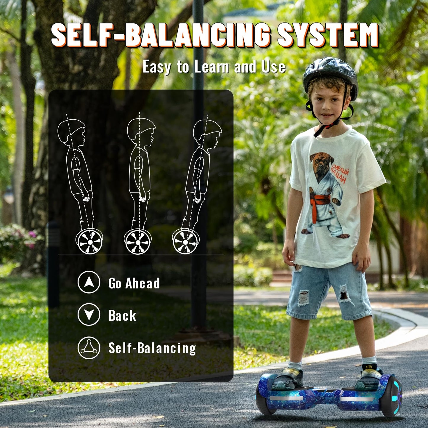 SIMATE Scooter, Bluetooth Speakers and LED Light-Up Wheels, APP Control, Dual 250W Motors, 8.5 mph Max Speed & 8.5 Miles Max Ran